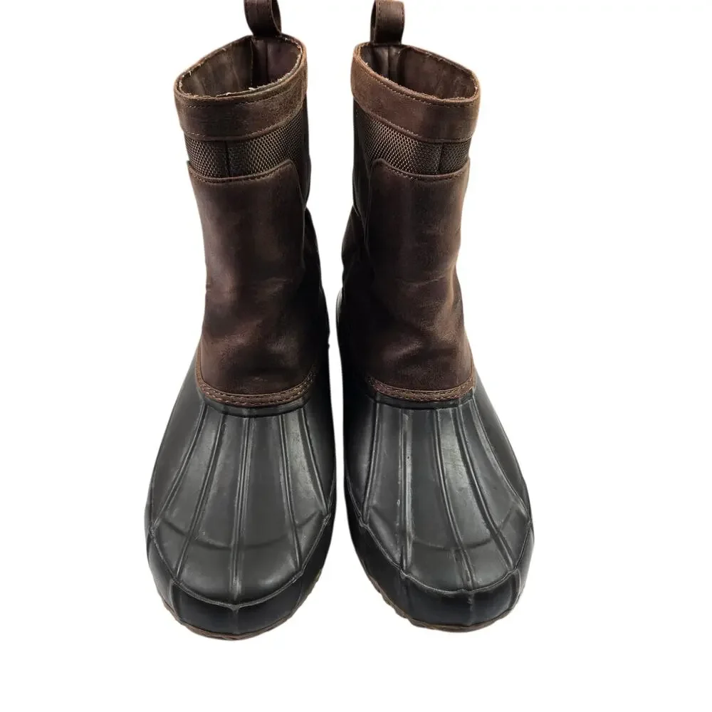 Lucky Brand Weendie Rain Boots Size 8 Faux Leather Rubber Brown Buckle Duck